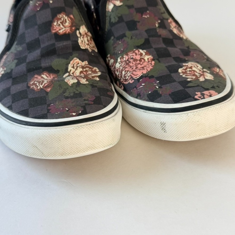 VANS Womens Floral Checkerboard Asher Skate Shoes Size 7.5 Slip On - Picture 9 of 9